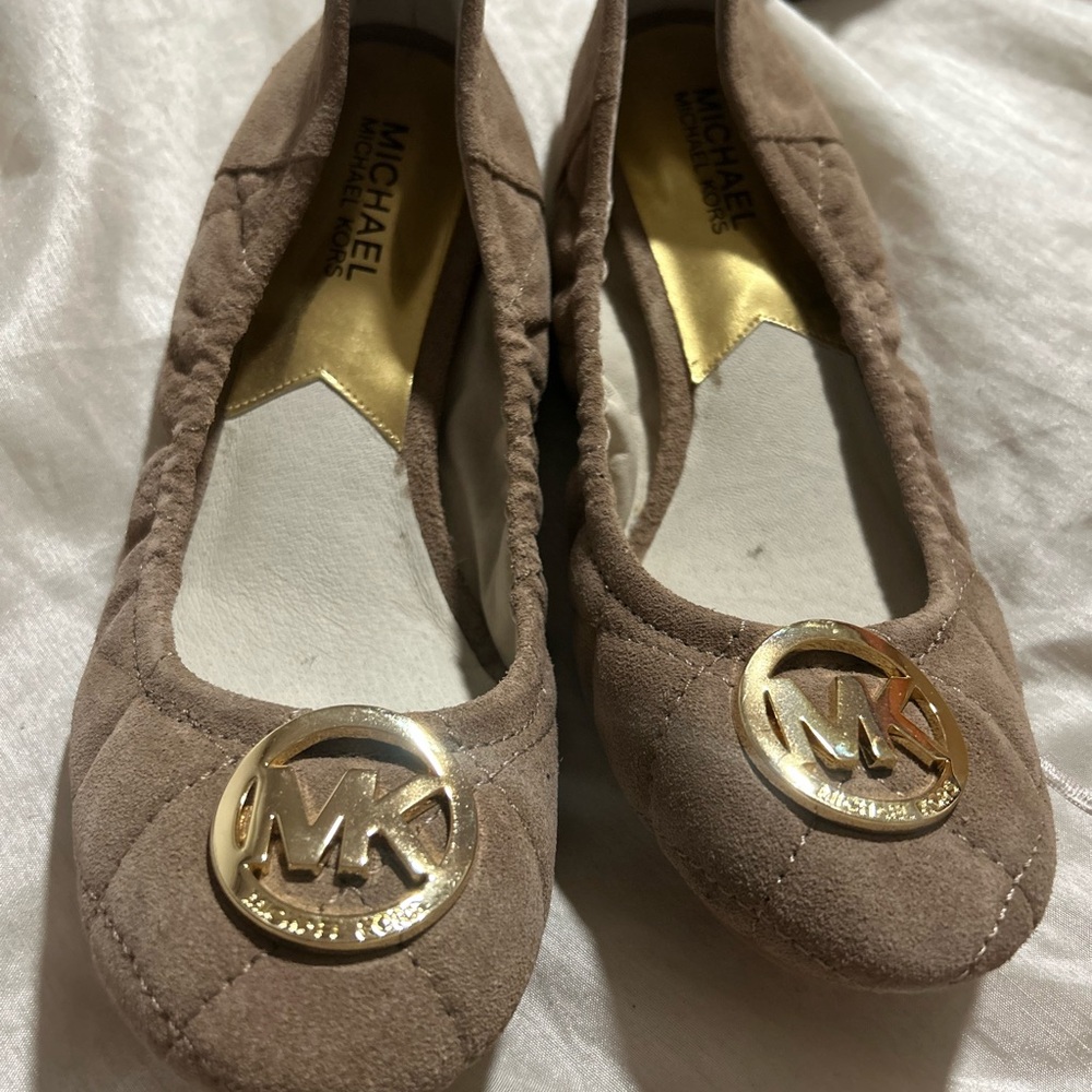 Michael Kors Fulton Quilted Ballet Flats - DK Dune, Size 8M